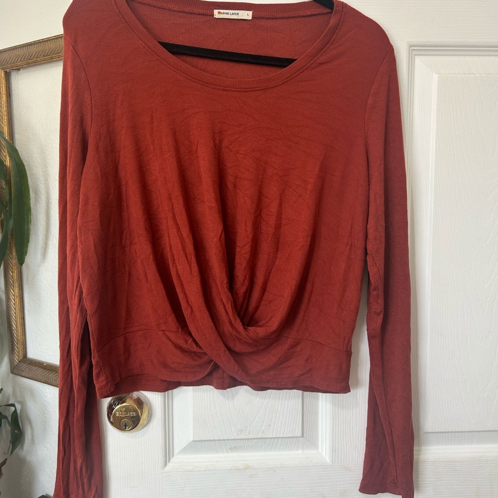 Marine Layer Brown-Size Large Blouse